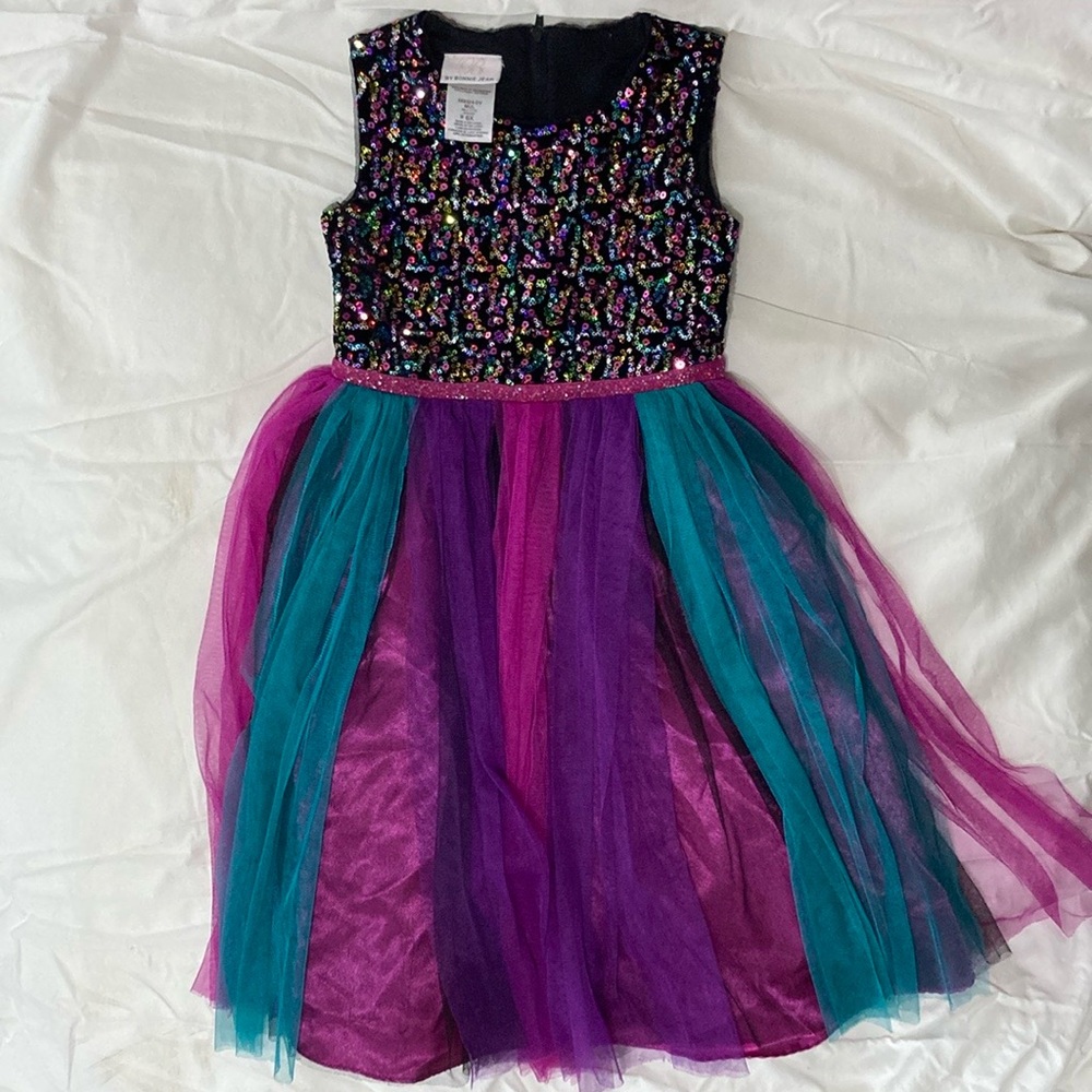 Bonnie Jean size 6 colorful Sequin and Tulle Dress